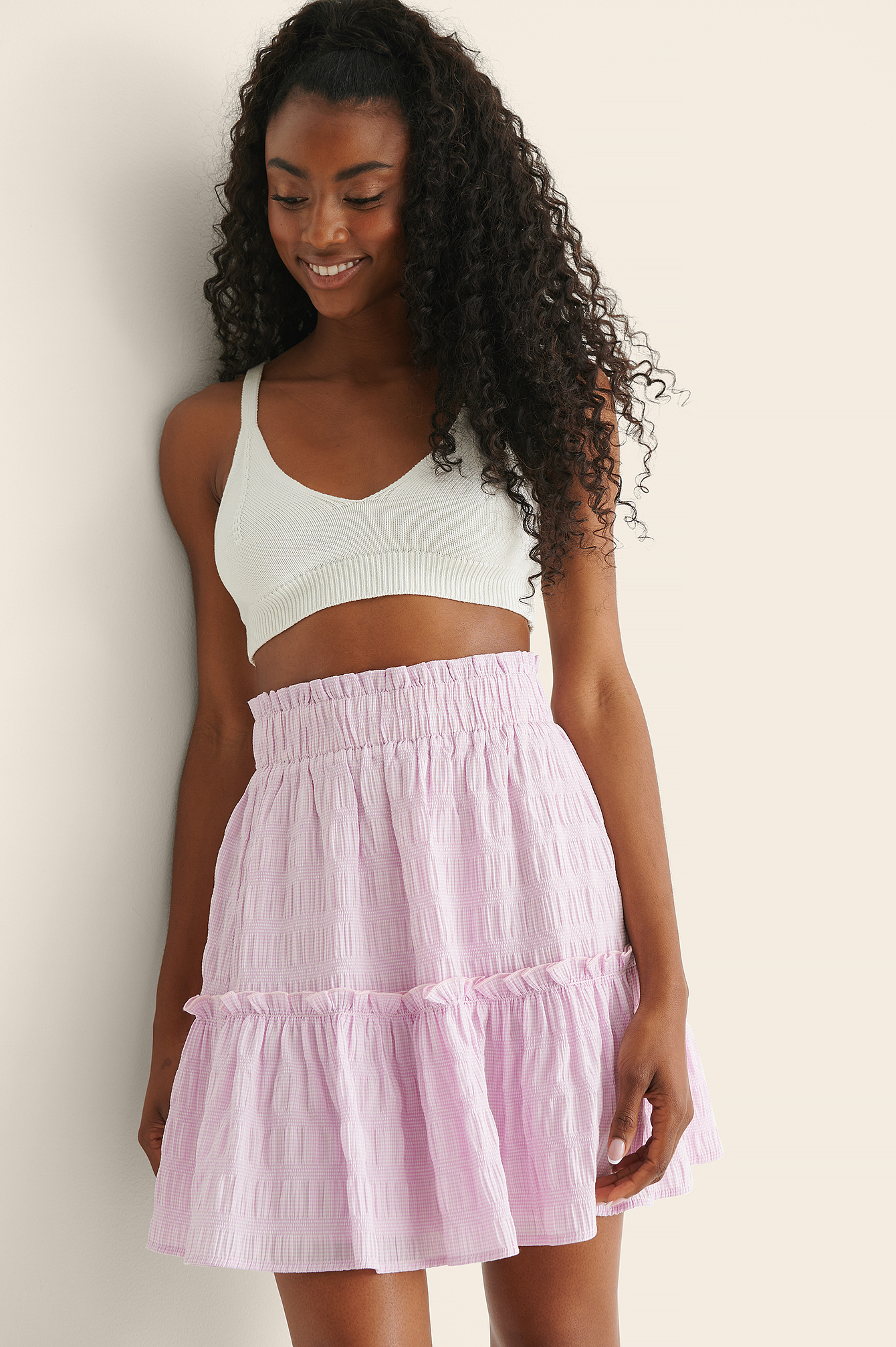 Shirred Mini Skirt Pink | na-kd.com